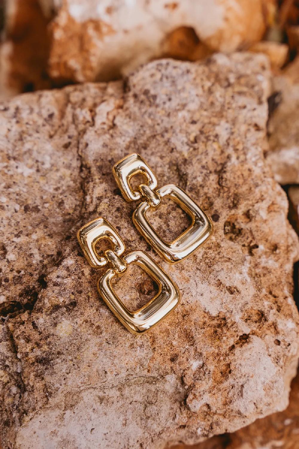 Lott. Gioielli Klassieke Oorbellen Dubbel Vintage Vierkant