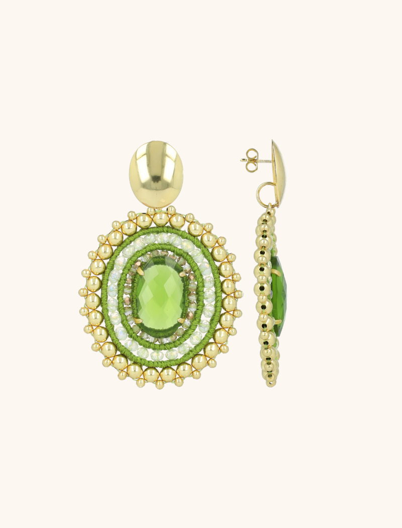 Lott. Gioielli Koele Groene Oorbellen Jamie Filled Oval 3 Ringen Met Steen L