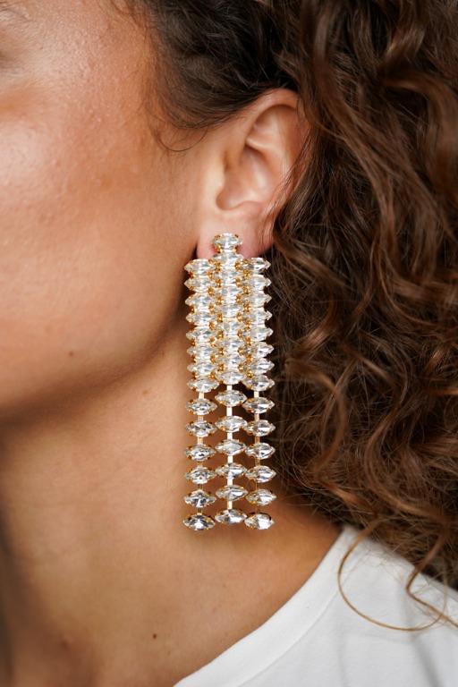 Lott. Gioielli Kristalkleurige Strass Oorbellen Big Straight Waterfall Felicia