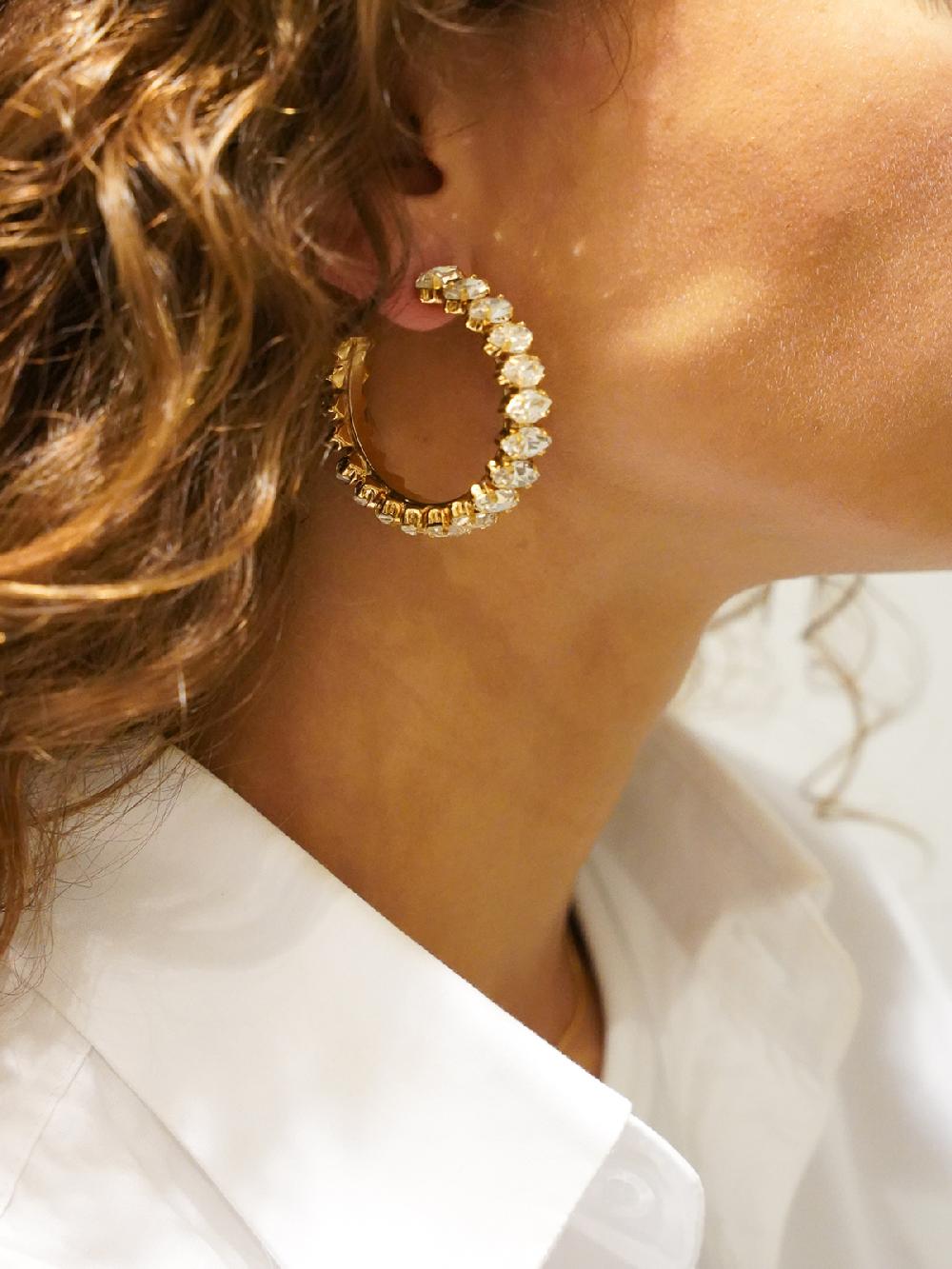 Lott. Gioielli Kristalkleurige Strass Oorbellen Creool M