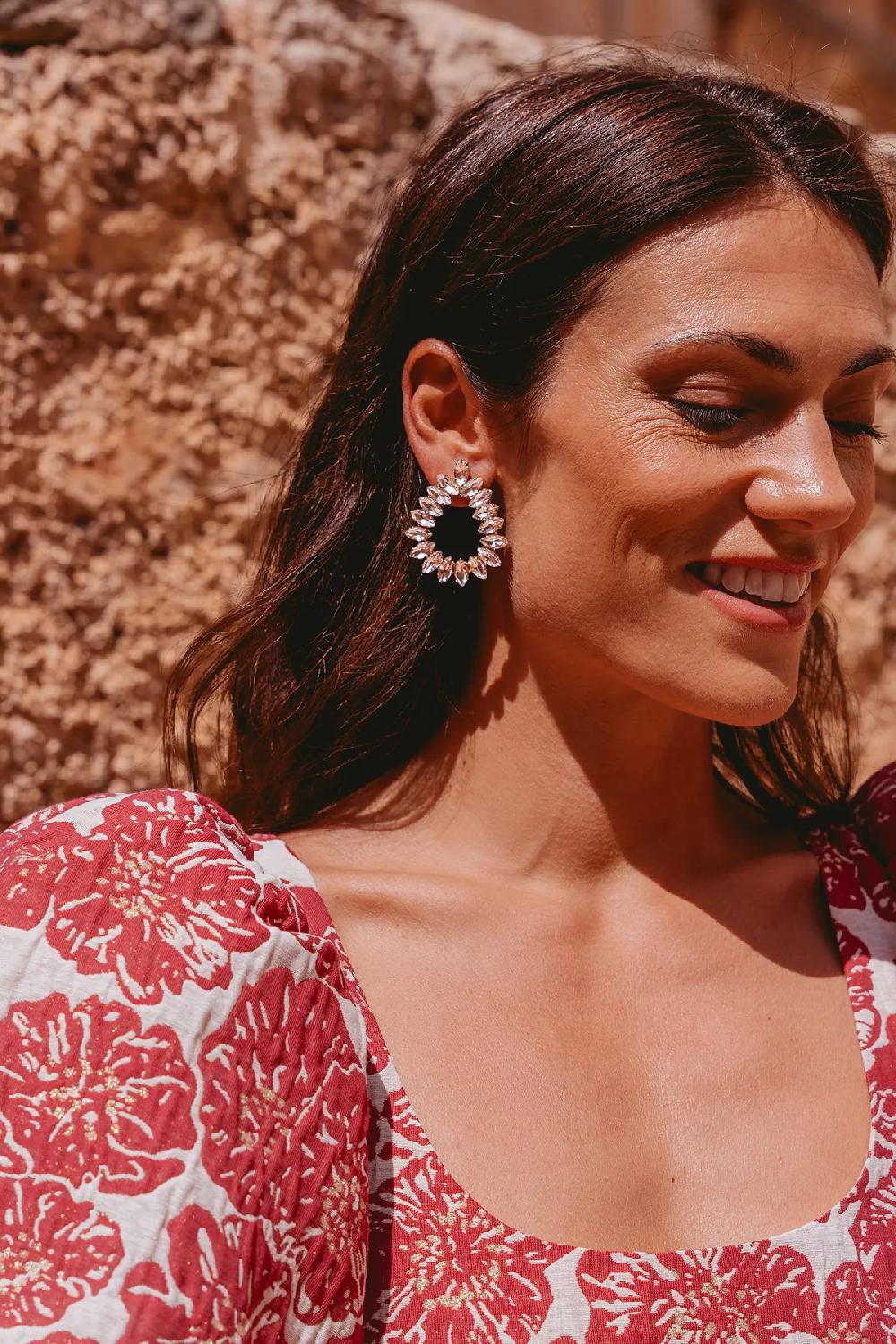 Lott. Gioielli Kristalkleurige Strass Oorbellen Drop Framed Hally L