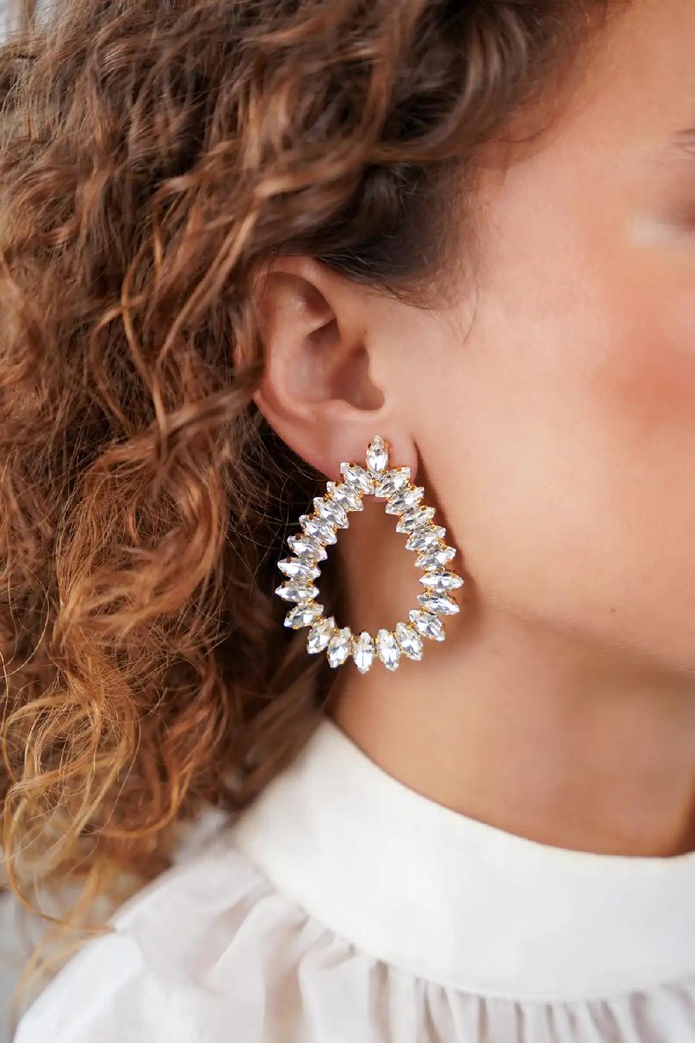 Lott. Gioielli Kristalkleurige Strass Oorbellen Drop Framed Hally L