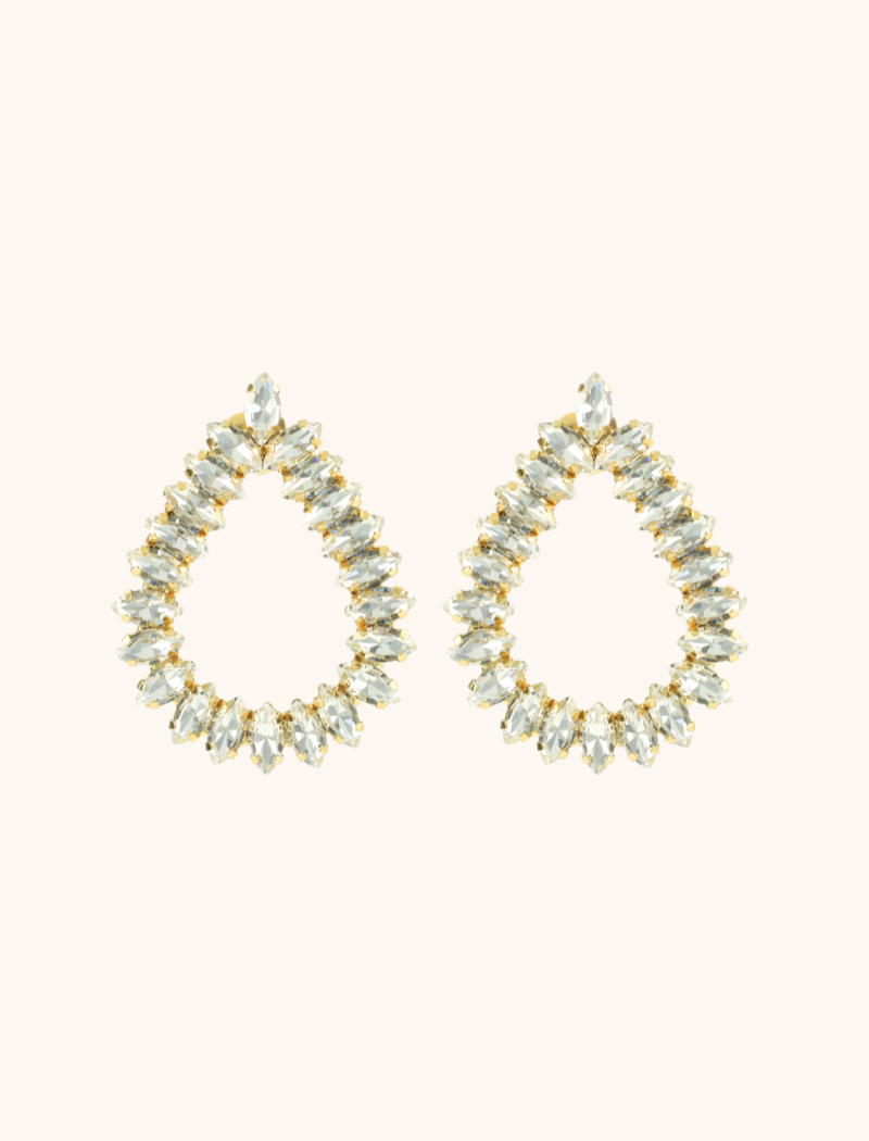 lott. gioielli Kristalkleurige Strass Oorbellen Drop Framed Hally L