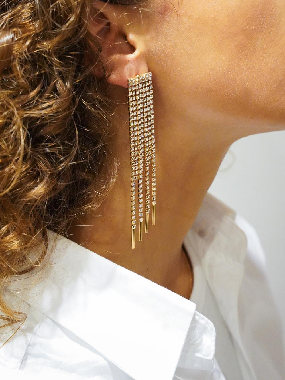 Lott. Gioielli Kristalkleurige Strass Oorbellen Waterfall Square Mies