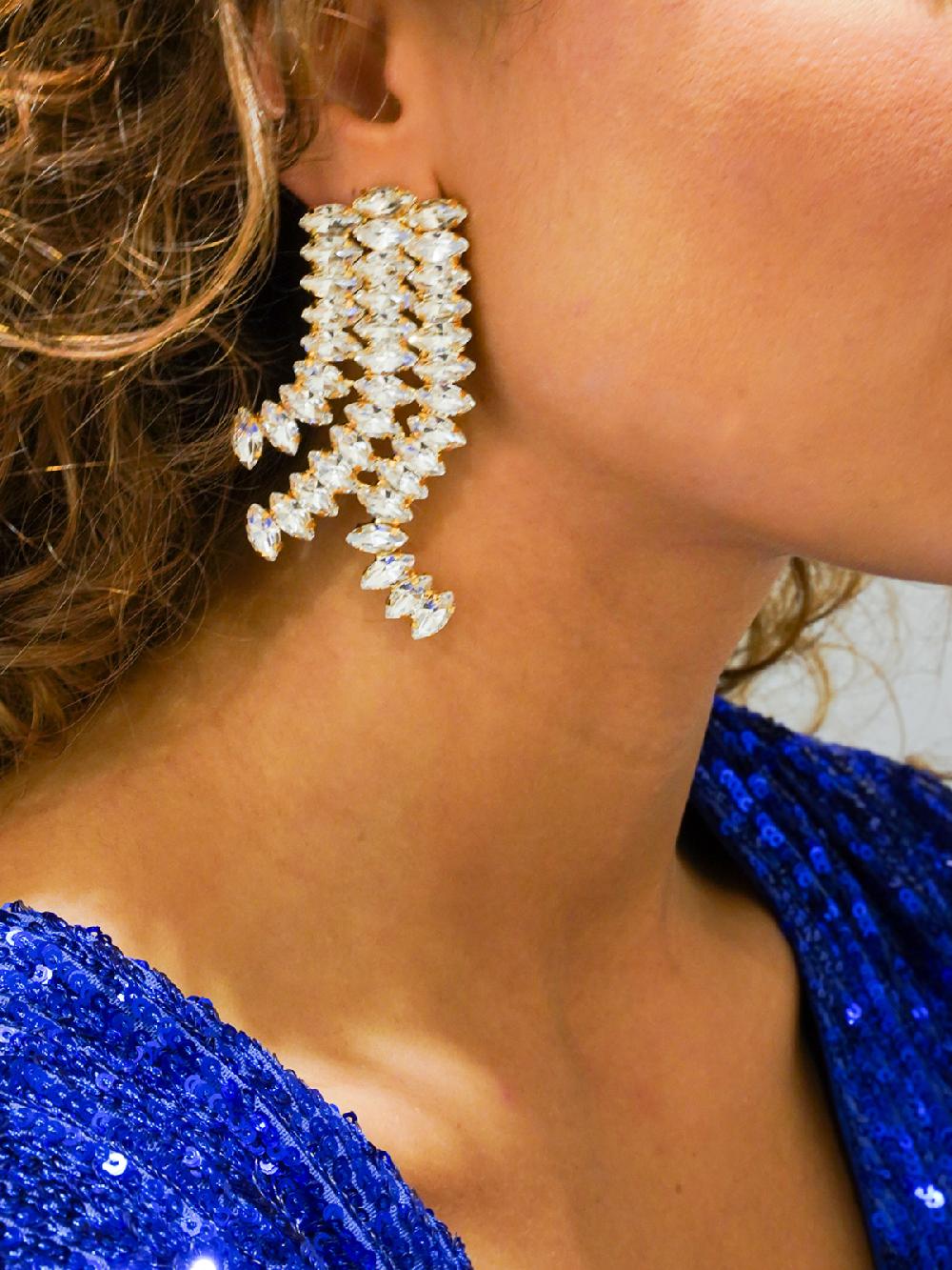 Lott. Gioielli Kristalkleurige Strass Oorbellen Wave Waterfall Triple Lili