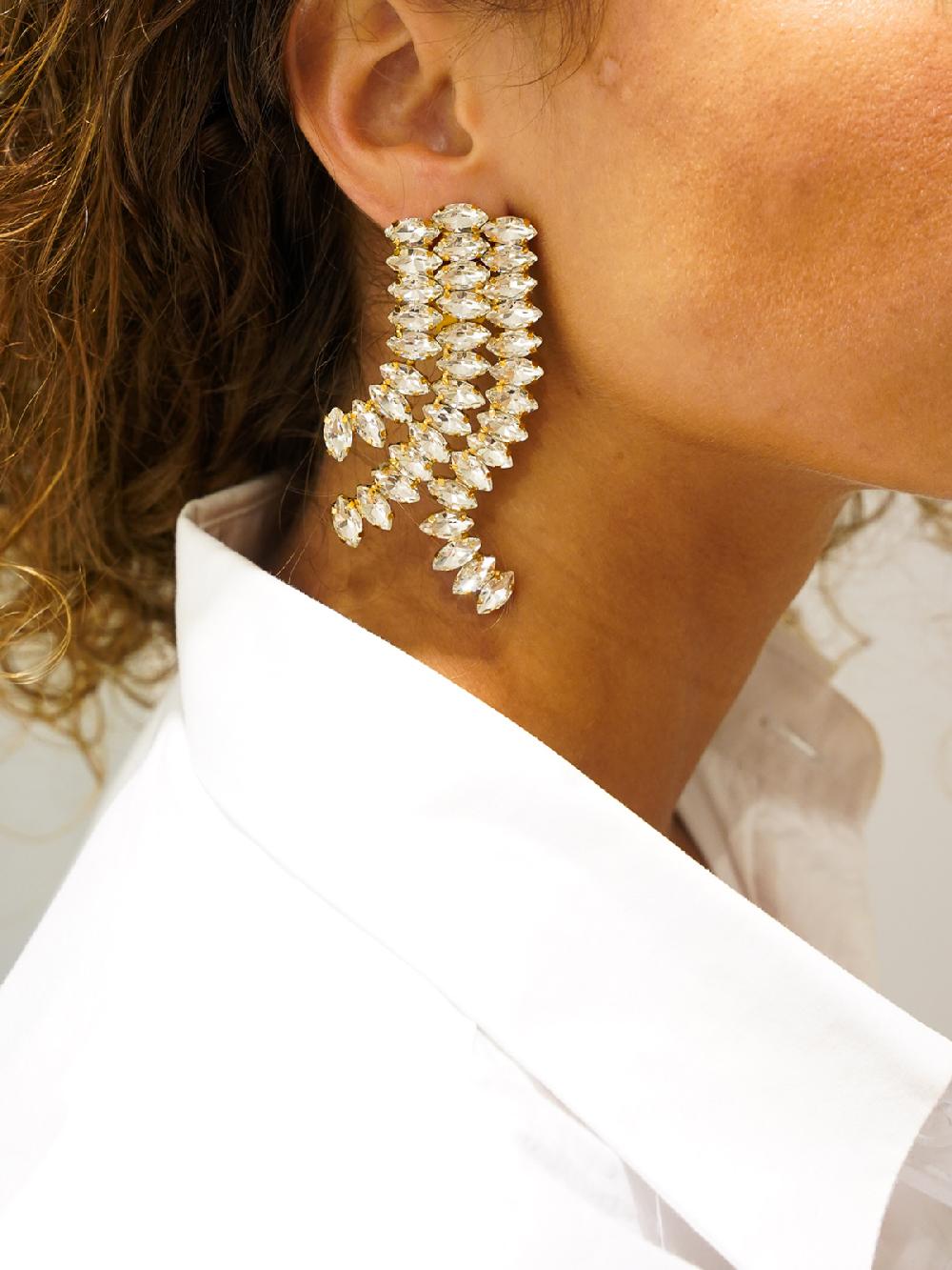 Lott. Gioielli Kristalkleurige Strass Oorbellen Wave Waterfall Triple Lili