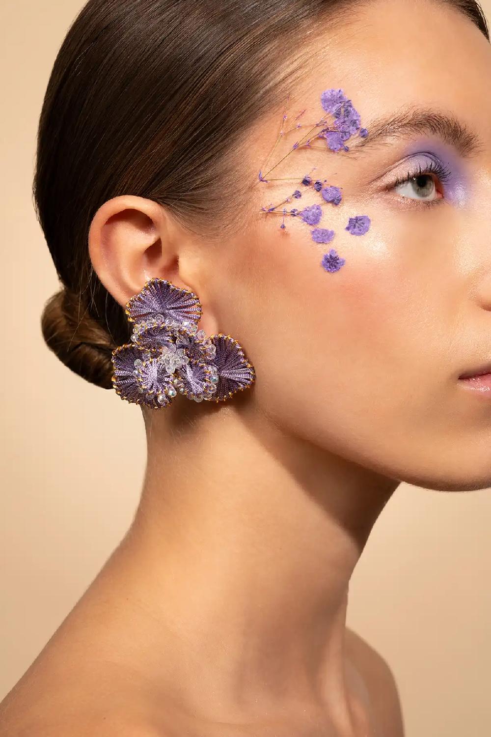 Lott. Gioielli Lavender/Crystal Oorbellen Aster Flower L