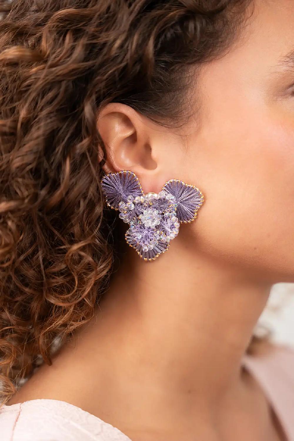 Lott. Gioielli Lavender/Crystal Oorbellen Aster Flower L