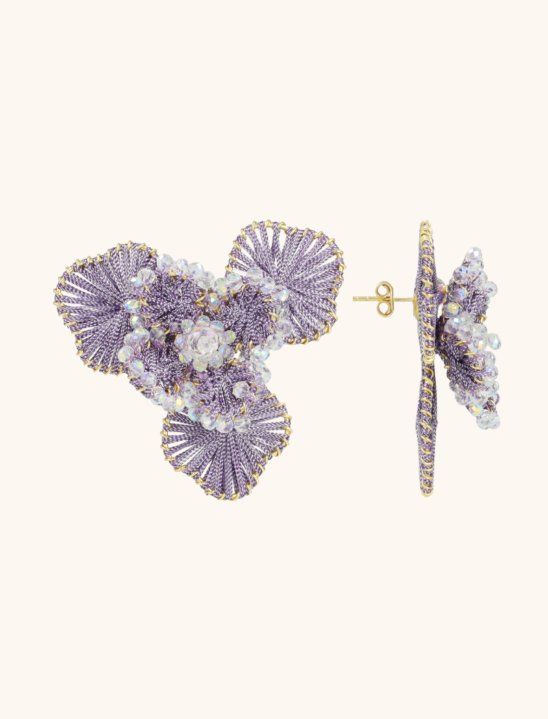 lott. gioielli Lavender/Crystal Oorbellen Aster Flower L