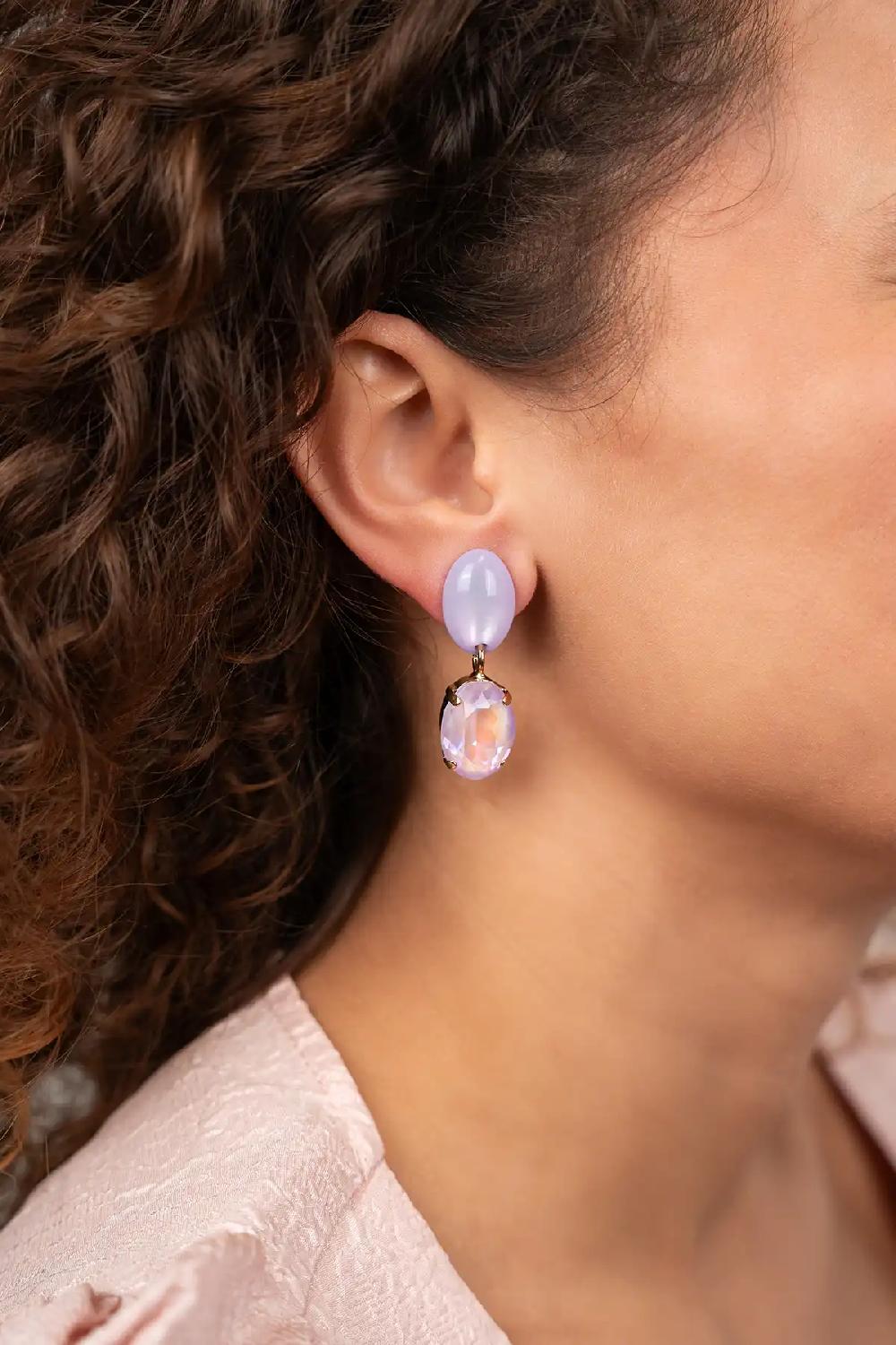 Lott. Gioielli Lavender Oorbellen Indy Oval Strass Pendant M