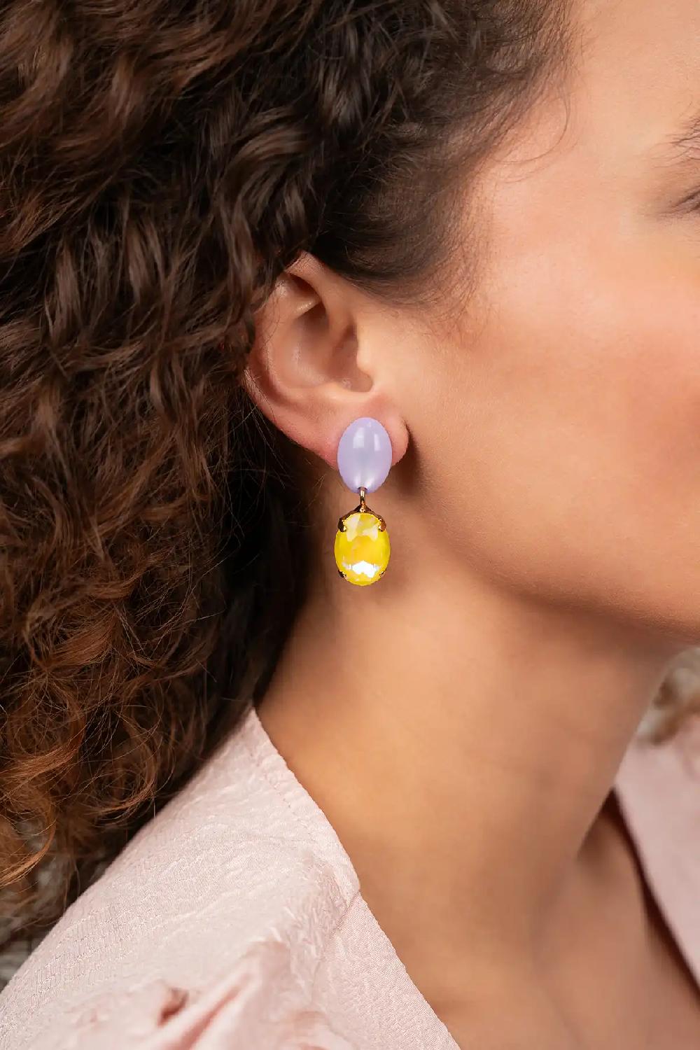 Lott. Gioielli Lavender/Yellow Oorbellen Indy Oval Strass Pendant M