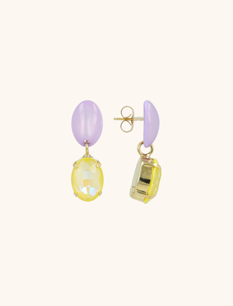 lott. gioielli Lavender/Yellow Oorbellen Indy Oval Strass Pendant M