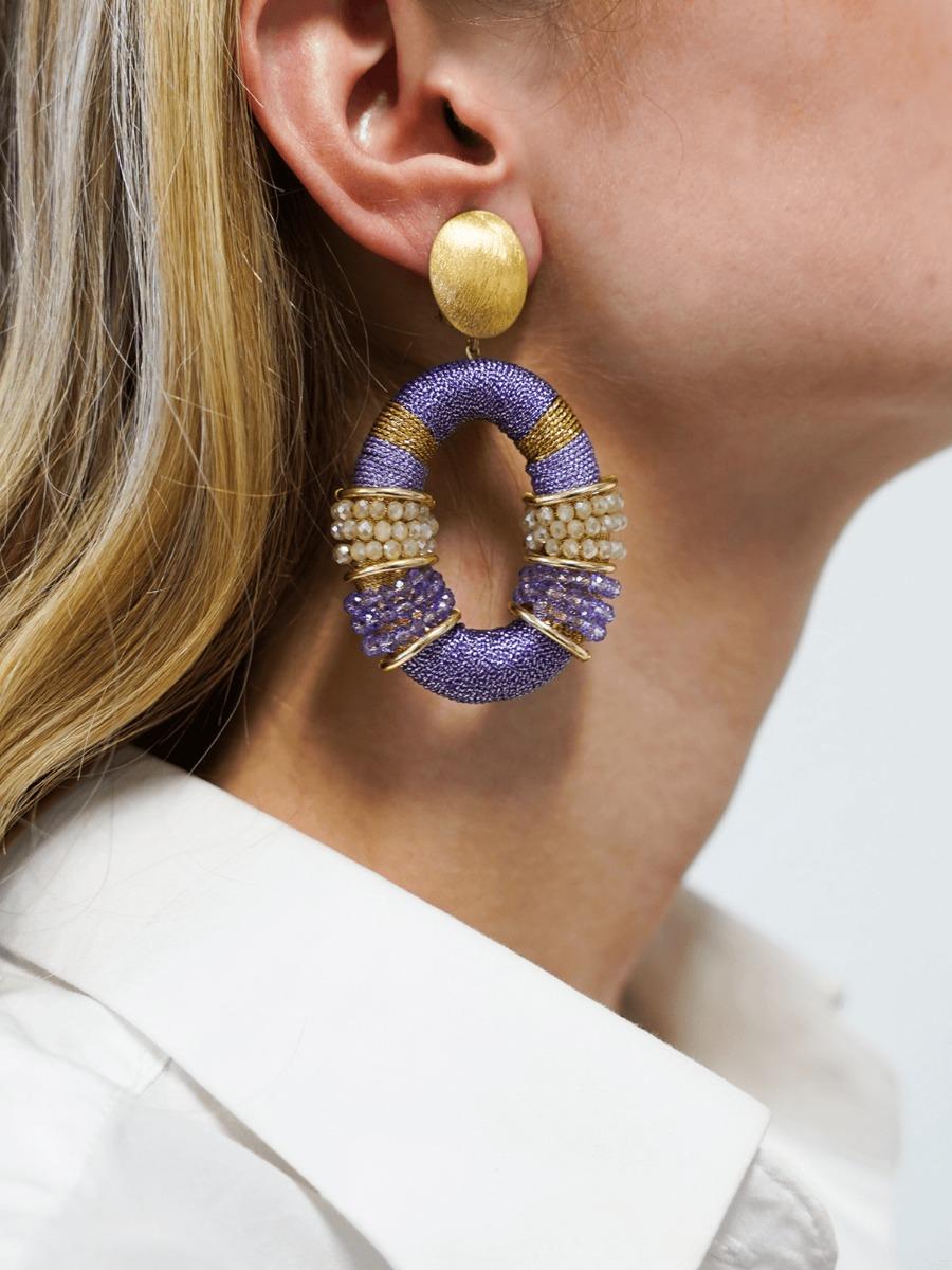 Lott. Gioielli Licht Paarse Oorbellen Clip Elle Glassberry Combi Ovaal Deluxe L