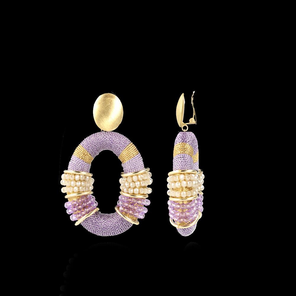 Lott. Gioielli Licht Paarse Oorbellen Clip Elle Glassberry Combi Ovaal Deluxe L