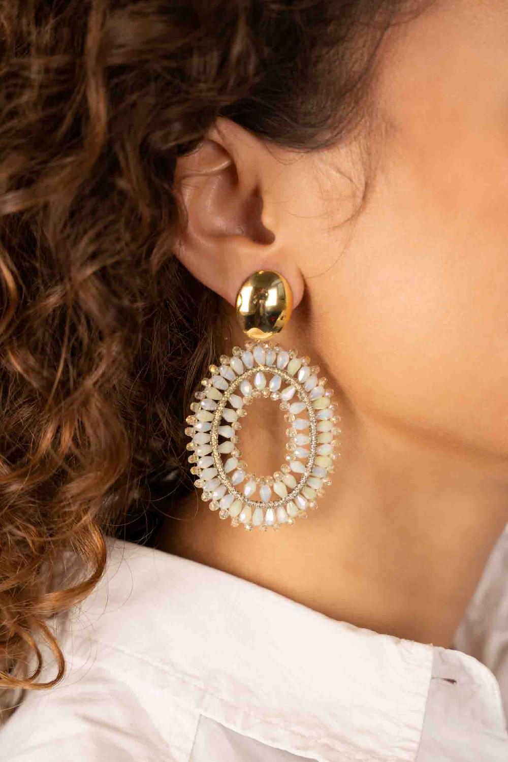 Lott. Gioielli Lichte Mint Oorbellen Noa Ovaal Dubbel L