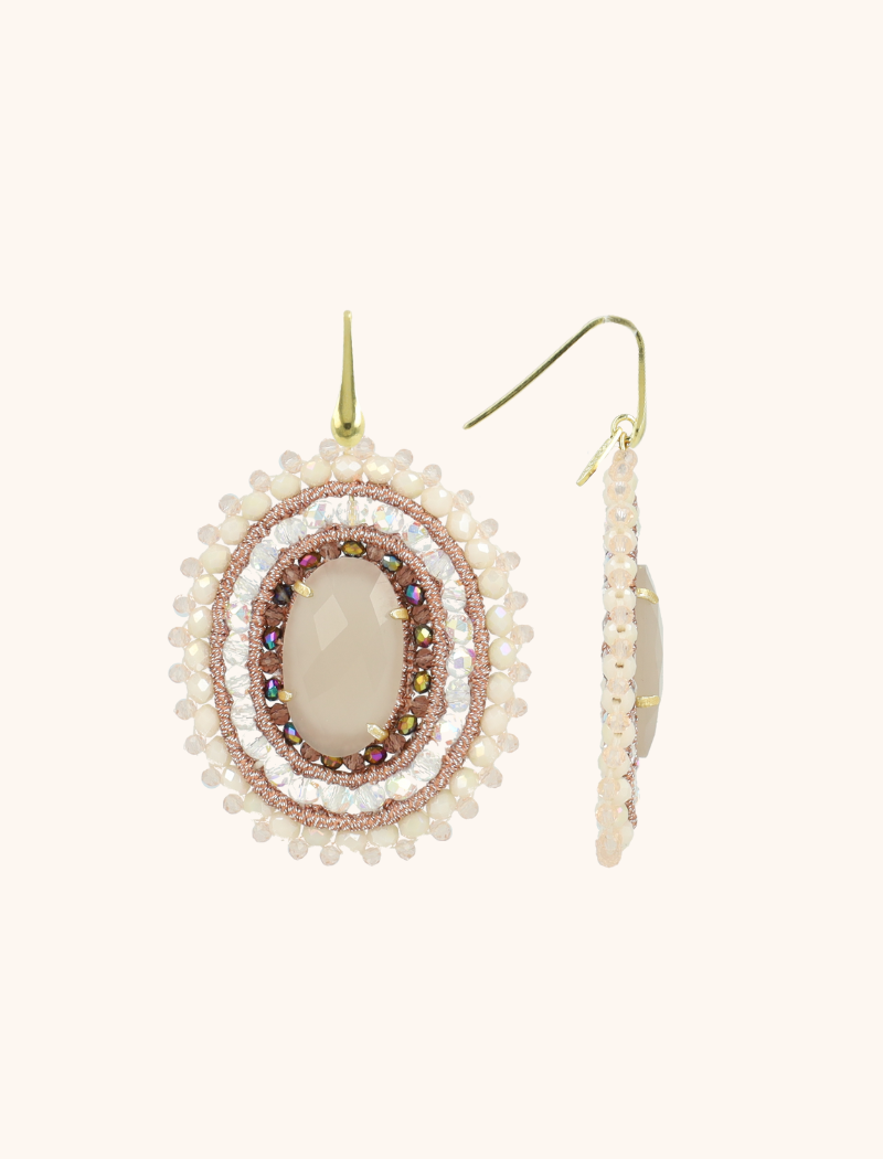 lott. gioielli Light Pink Mix Oorbellen Jamie Filled Oval 3 Rings With Stone