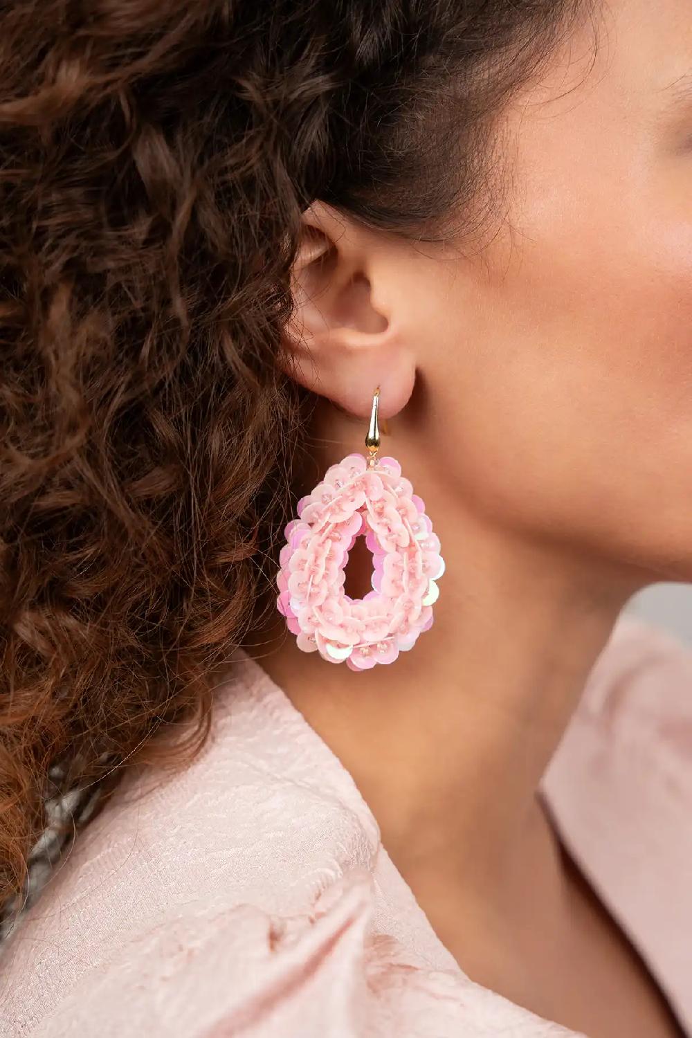 Lott. Gioielli Light Pink Oorbellen Fenna Sequin Drop