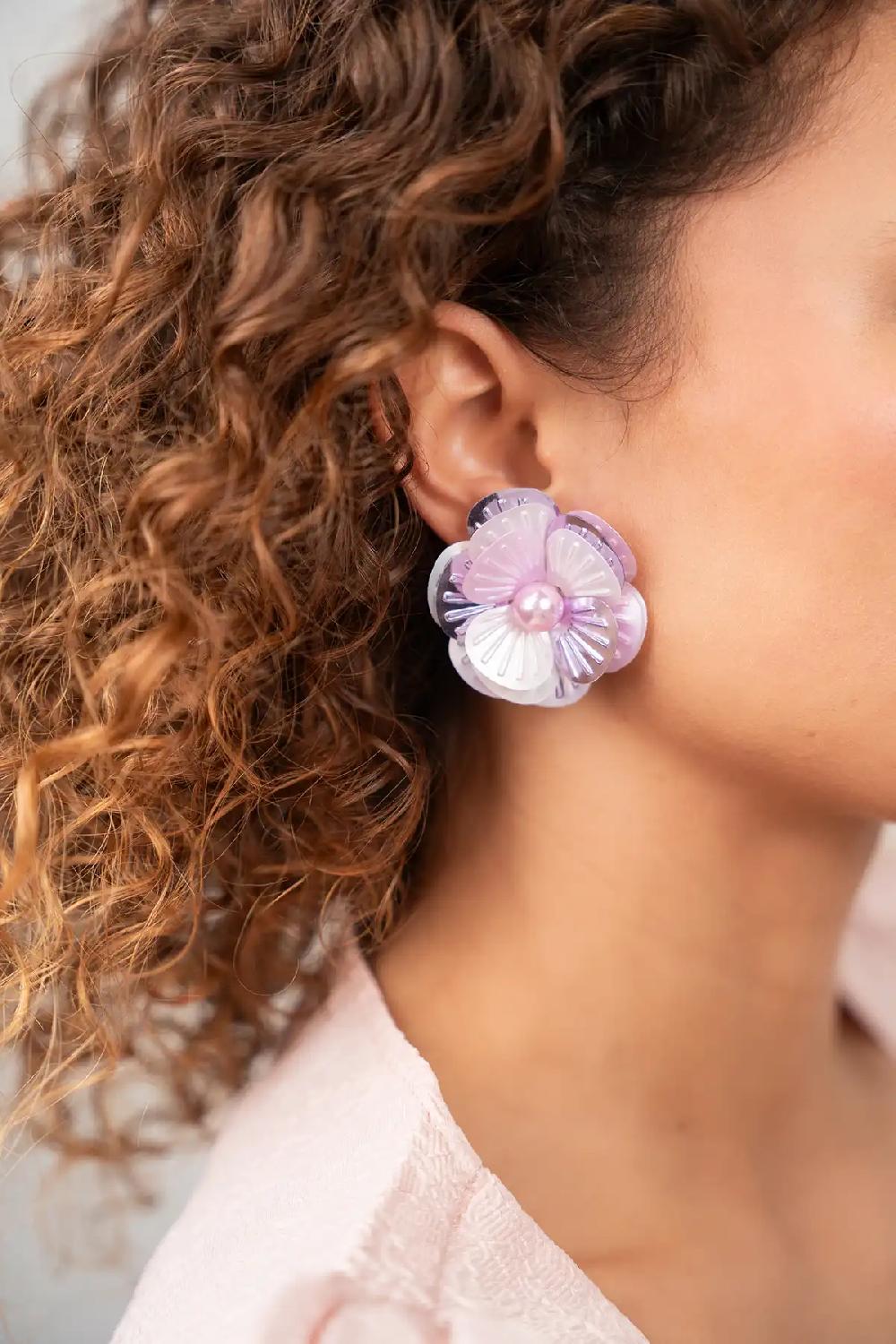 Lott. Gioielli Lila Mix/White Oorbellen Dianthe Flower Bomb