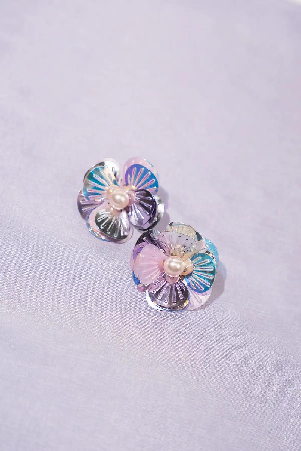 Lott. Gioielli Lila/Silver Oorbellen Dianthe Flower Bomb