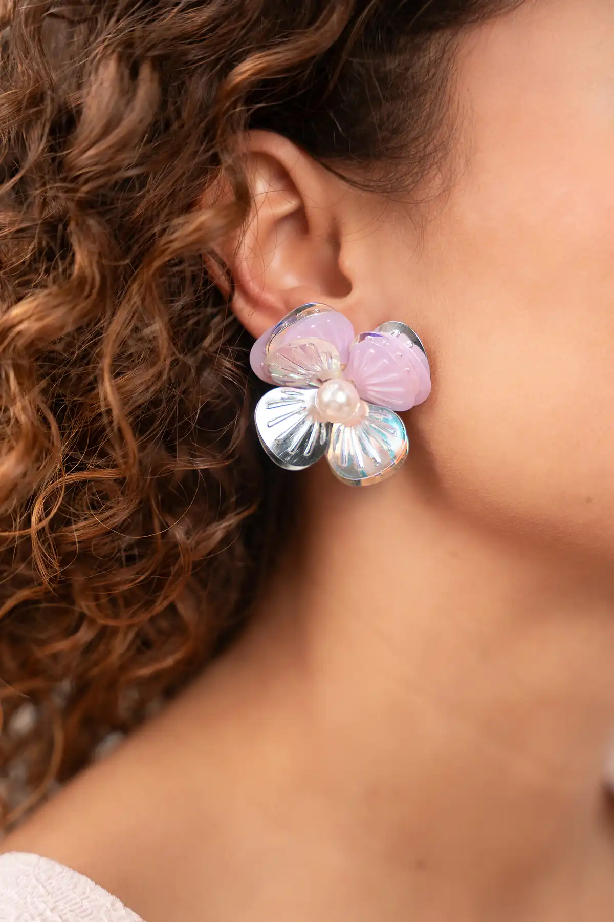 lott. gioielli Lila/Silver Oorbellen Dianthe Flower Bomb