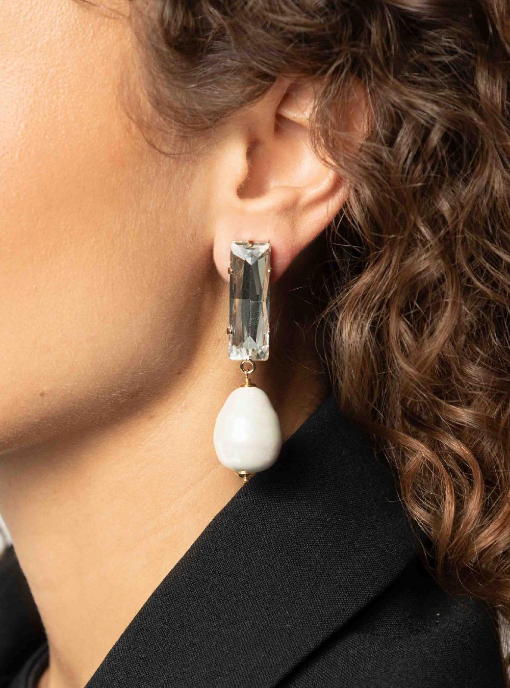 Lott. Gioielli Lilo Oorbellen Baguette L Kristallen Parel