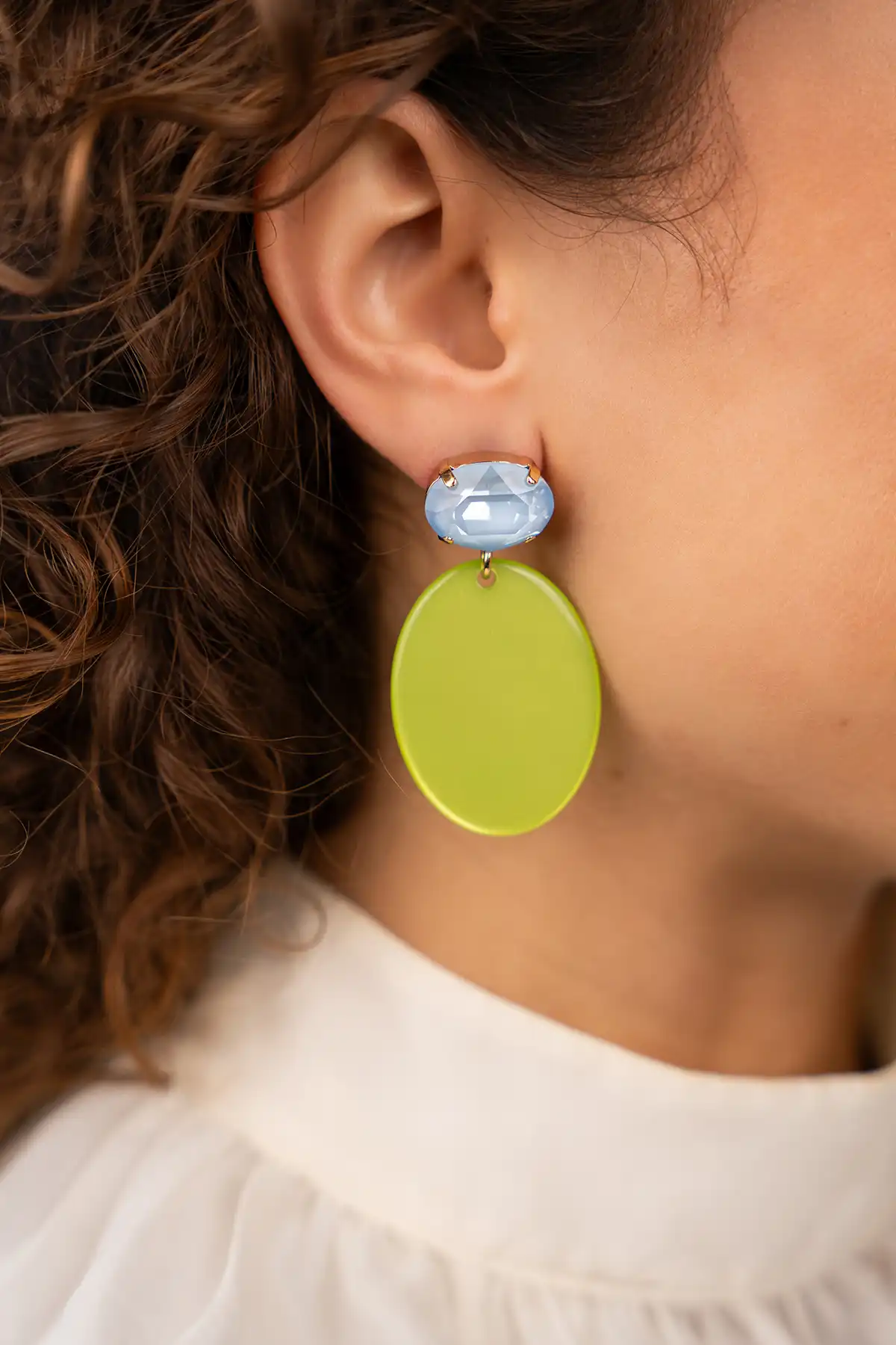 Lott. Gioielli Lime Oorbellen Celia Ovaal S Strass Blauw