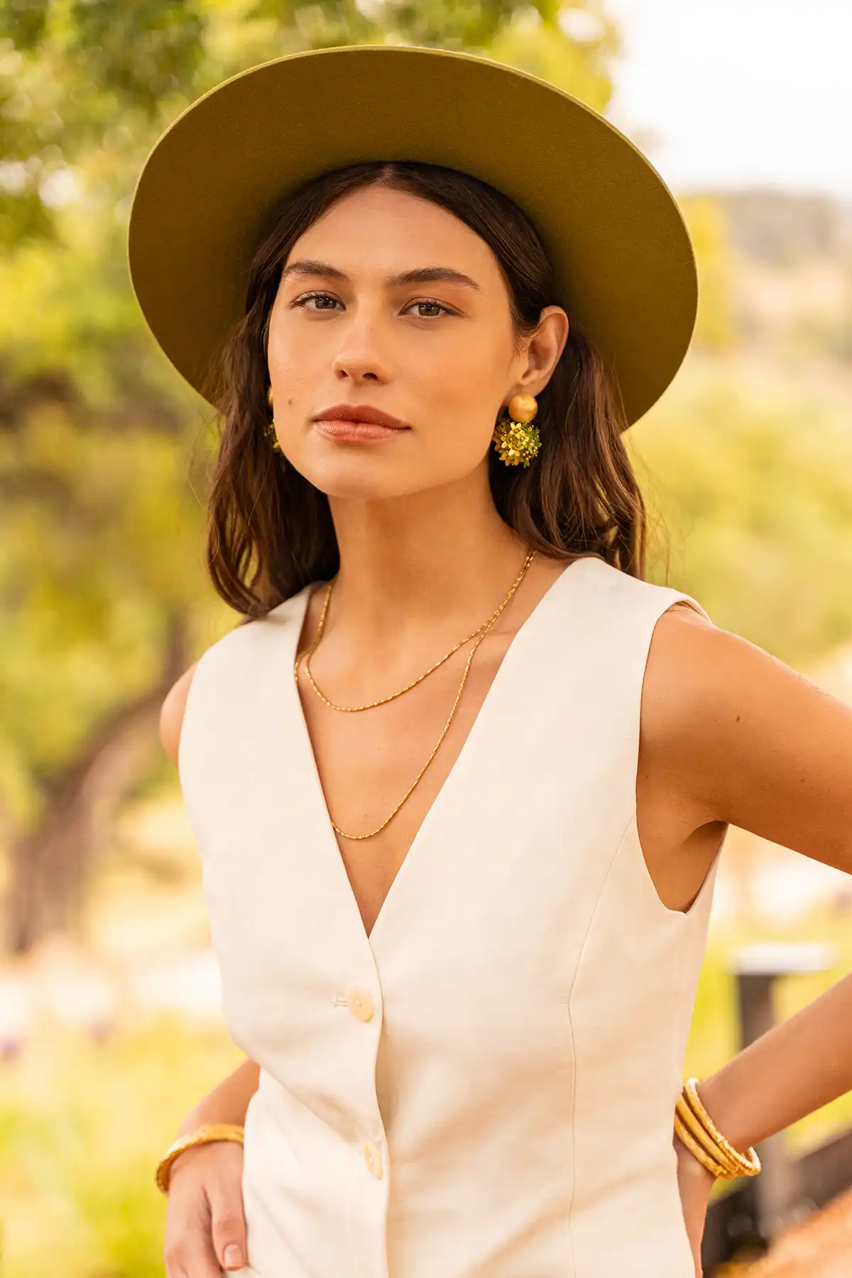 Lott. Gioielli Lime Oorbellen Daisy Flower Globe L Sequin