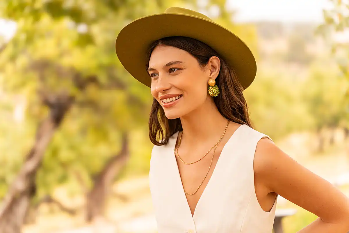 Lott. Gioielli Lime Oorbellen Daisy Flower Globe L Sequin