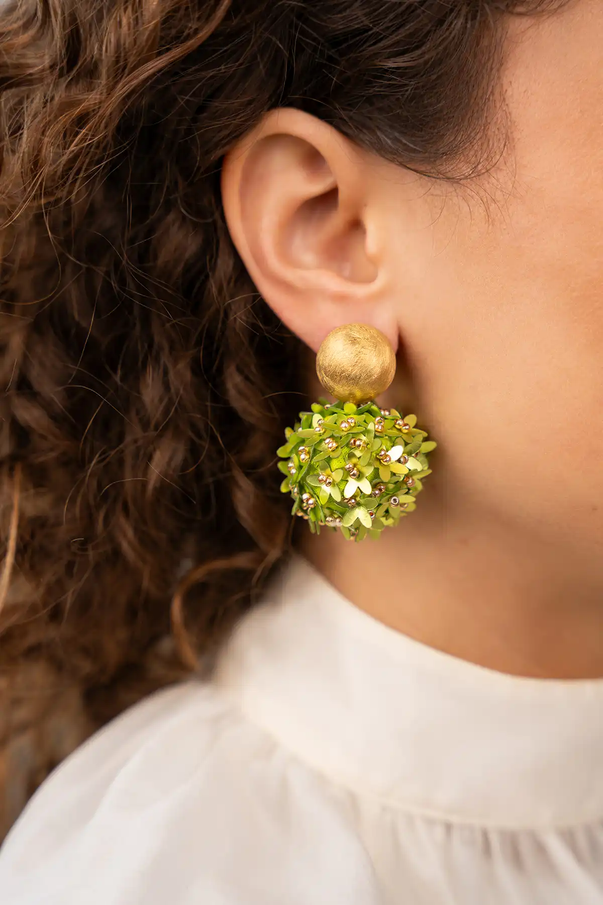 Lott. Gioielli Lime Oorbellen Daisy Flower Globe L Sequin