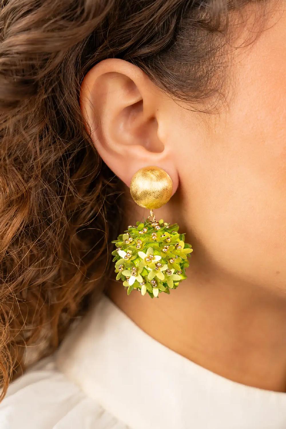 Lott. Gioielli Lime Oorbellen Daisy Flower Globe L Sequin Clip