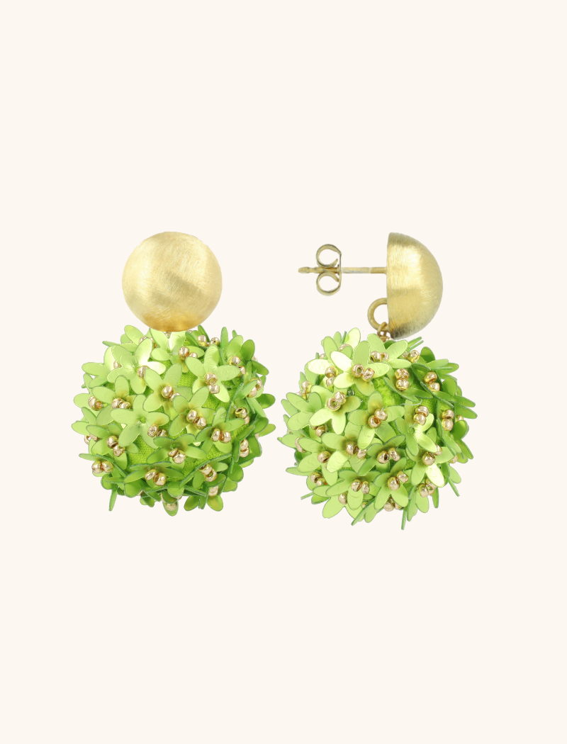 lott. gioielli Lime Oorbellen Daisy Flower Globe L Sequin
