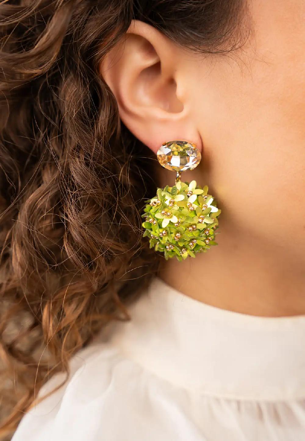 Lott. Gioielli Lime Oorbellen Daisy Flower Globe L Strass