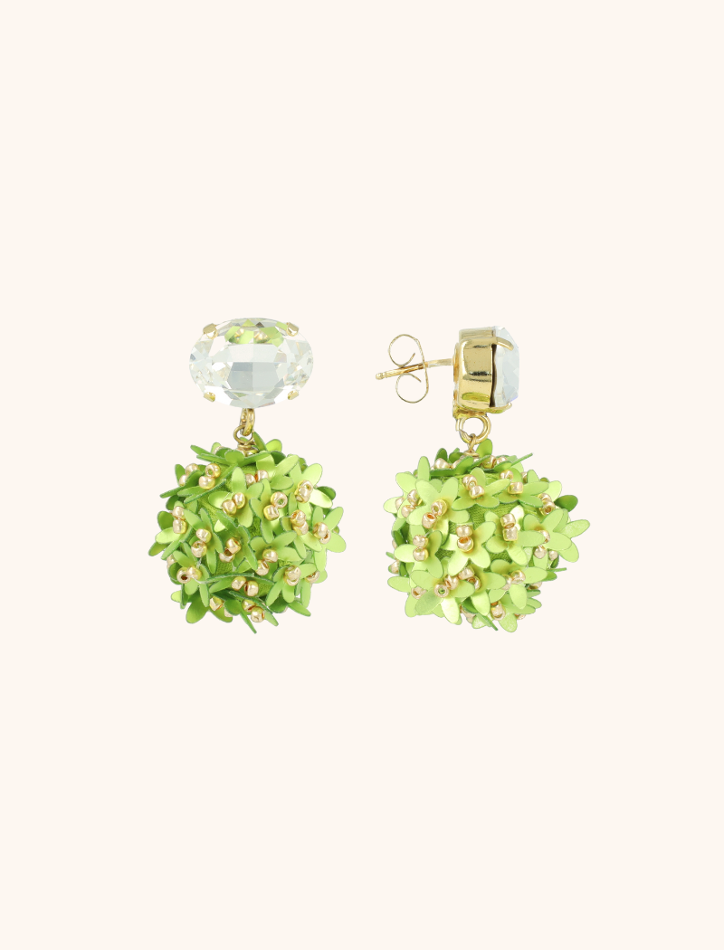 lott. gioielli Lime oorbellen Daisy flower globe M strass crystal