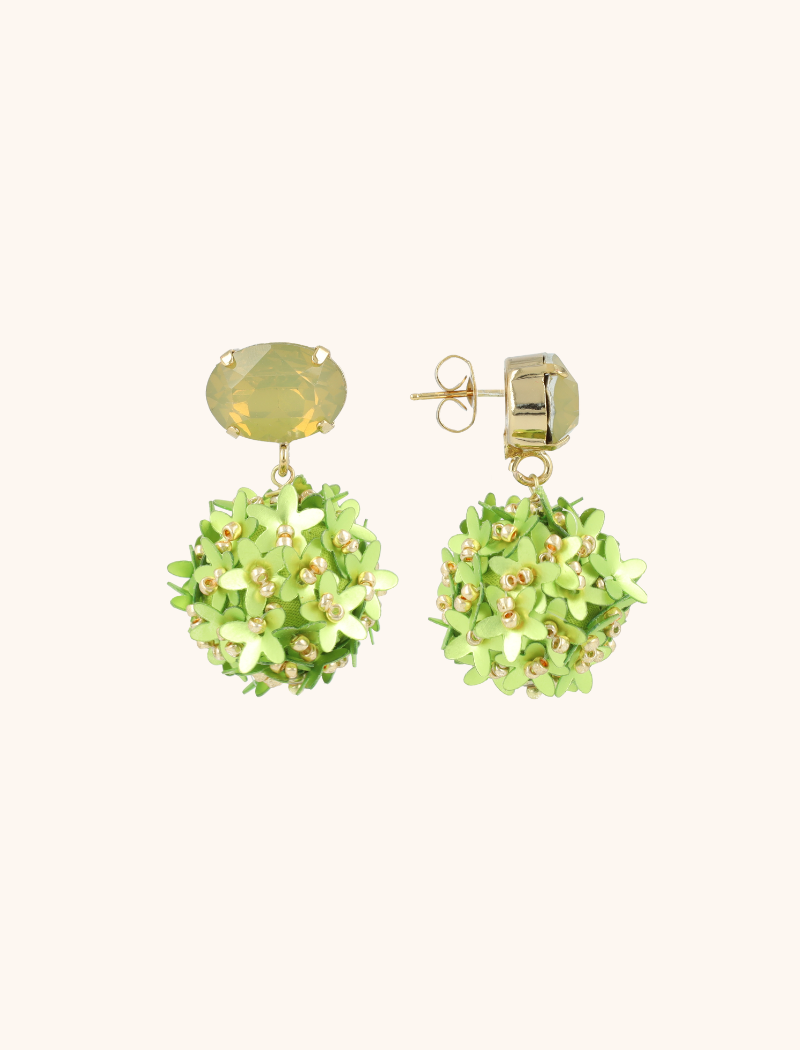 Lott. Gioielli Lime Oorbellen Daisy Flower Globe M Strass Sand