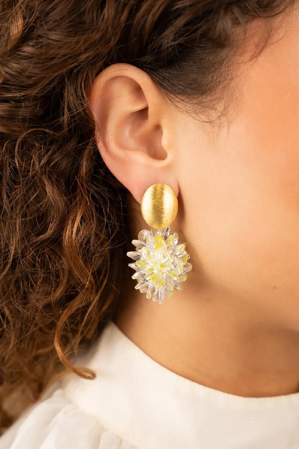 Lott. Gioielli Lime Oorbellen Thick Oval Crystal Sequins Sam