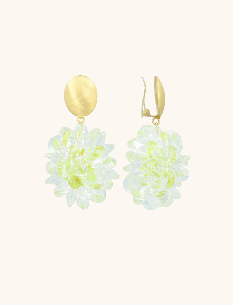 Lott. Gioielli Lime Oorbellen Thick Oval Crystal Sequins Sam Clip
