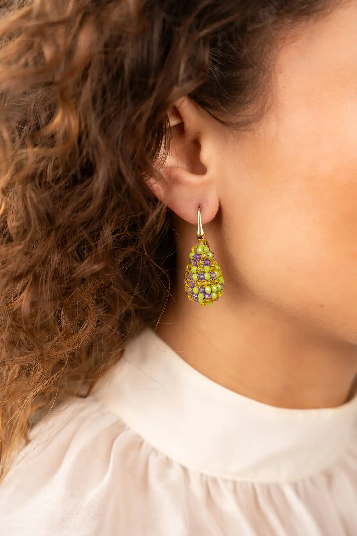 Lott. Gioielli Lime Paarse Mix Oorbellen Amy Cone XS