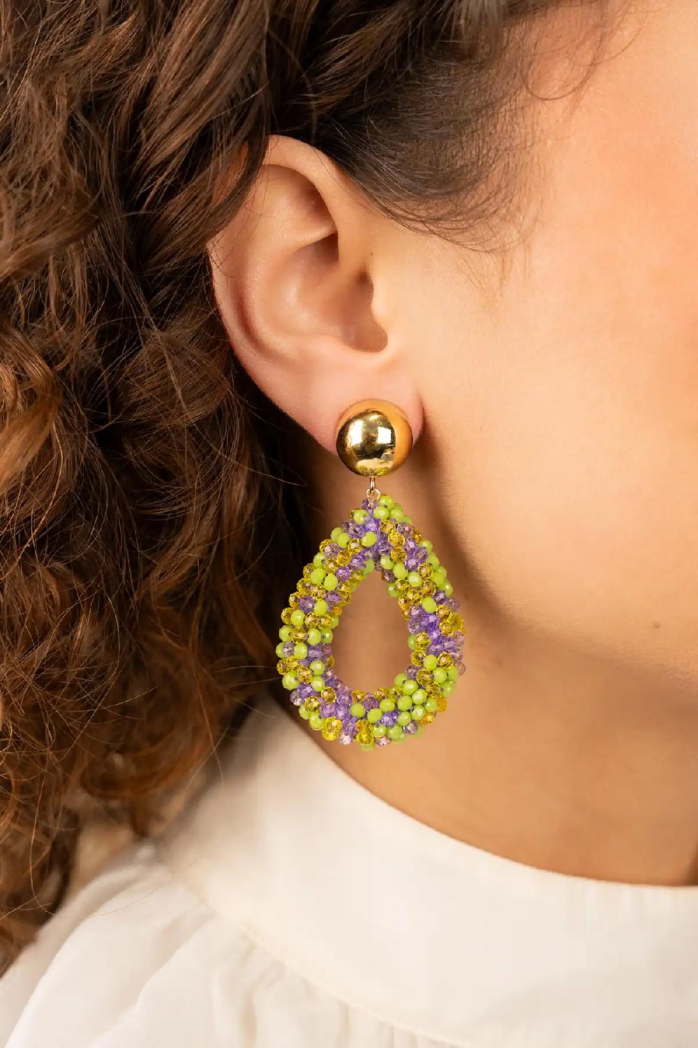 Lott. Gioielli Lime Purple Mix Oorbellen Berry Clip Druppel L