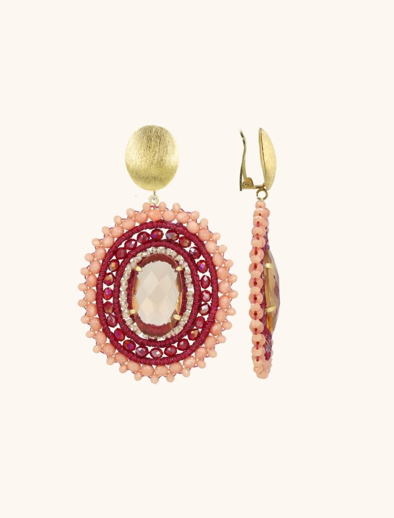 lott. gioielli Liver Dust Oorbellen Jamie Filled Oval 3 Ringen met Steen L Clip