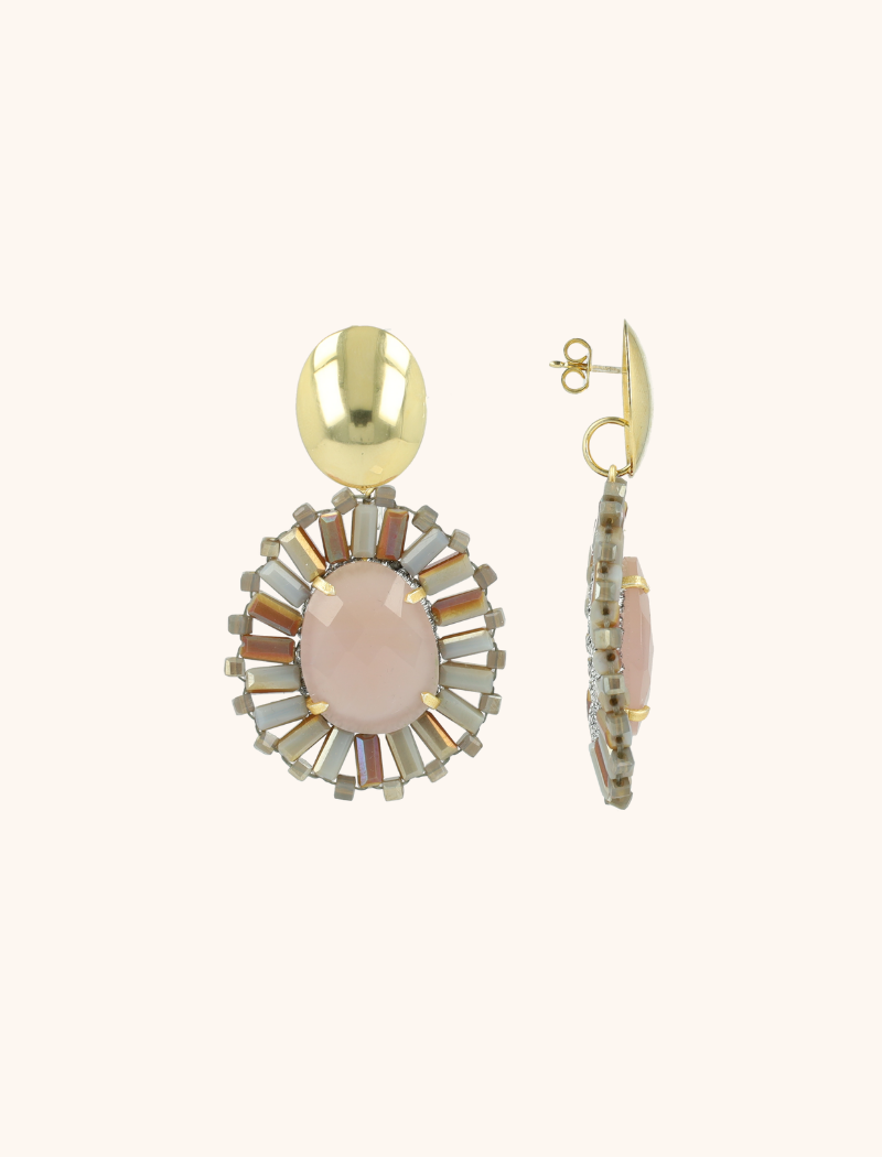 lott. gioielli Liver Dust Ovale Oorbellen Esmee Met Flat Beads en Steen S