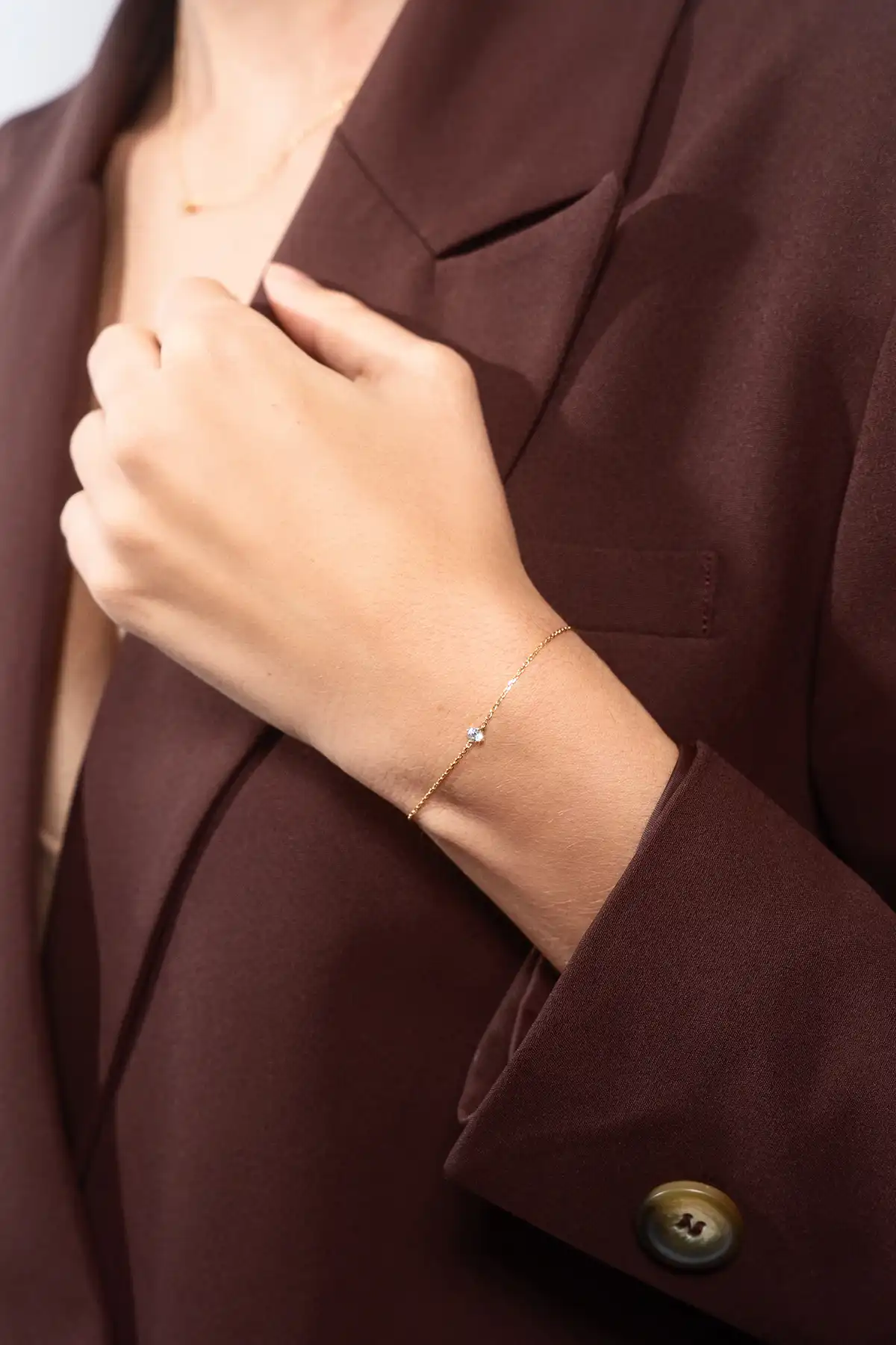 Lott. Gioielli 14 Karaat Gouden Armband One Diamond