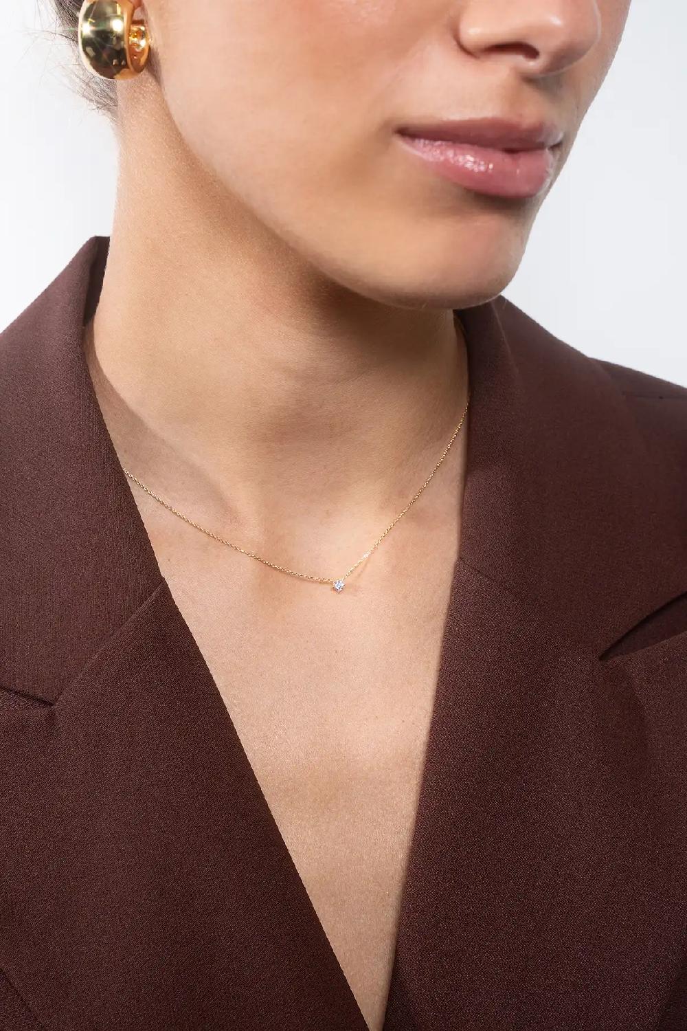 Lott. Gioielli 14 Karaat Gouden Ketting One Diamond