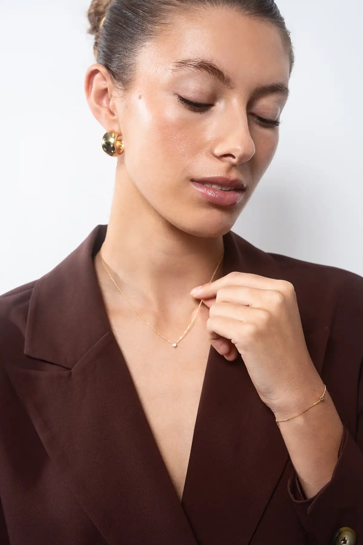 Lott. Gioielli 14 Karaat Gouden Ketting One Diamond