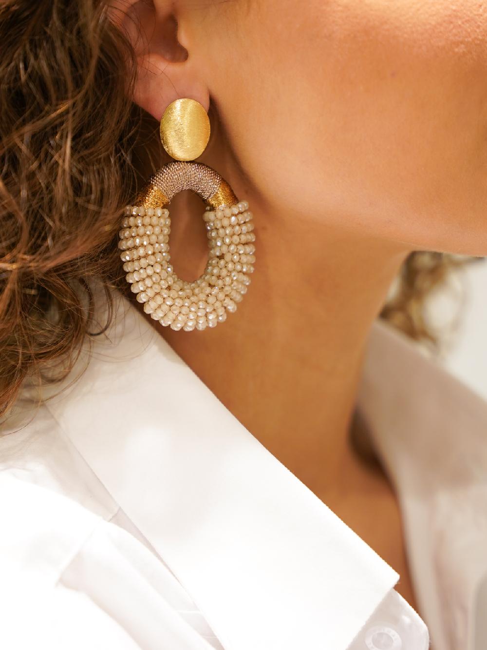 Lott. Gioielli Beige Oorbellen Combi Ovaal L