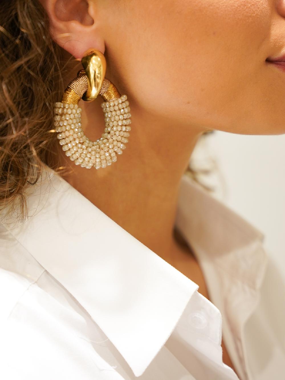 Lott. Gioielli Beige Oorbellen Combi Oval L