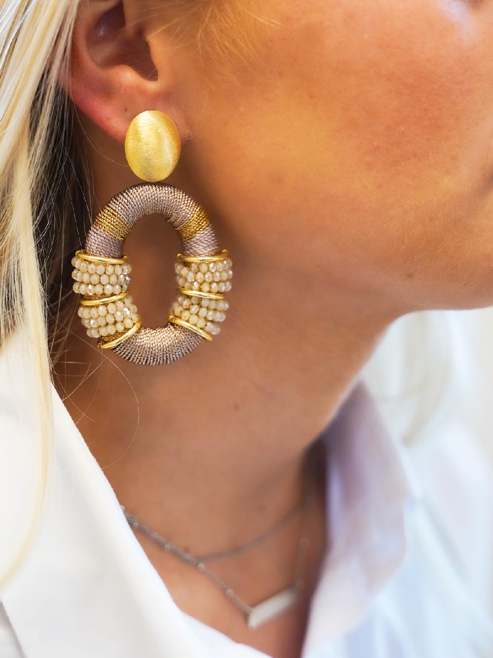 Lott. Gioielli Beige Oorbellen Combi Oval L Deluxe