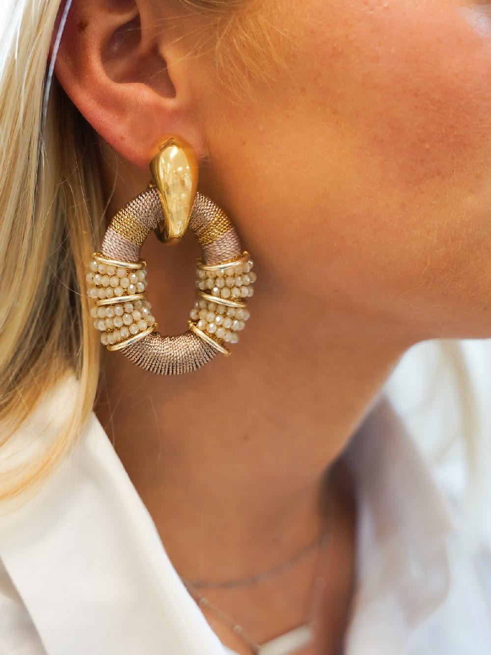 Lott. Gioielli Beige Oorbellen Combi Oval L Deluxe