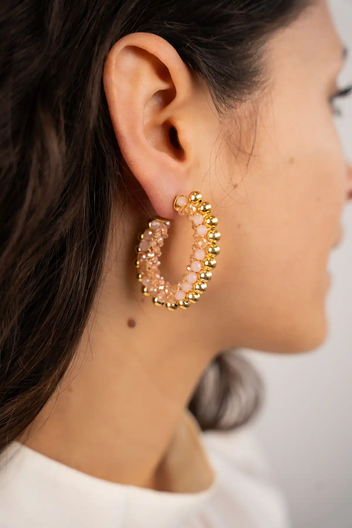 Lott. Gioielli Beige Oorbellen Loe Creool Deluxe M