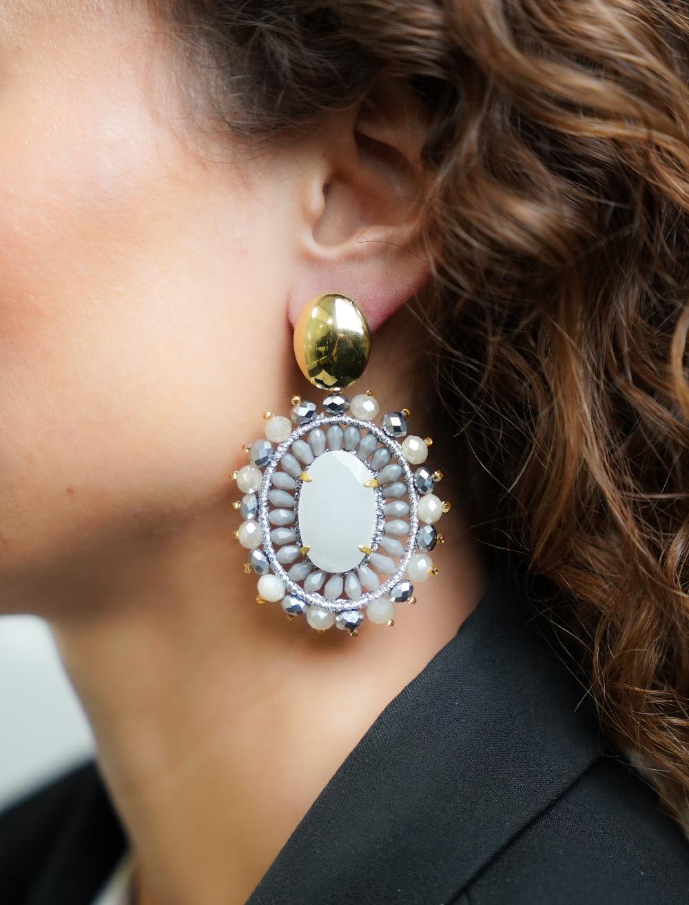 Lott. Gioielli Beige Oorbellen Roxx Ovaal L