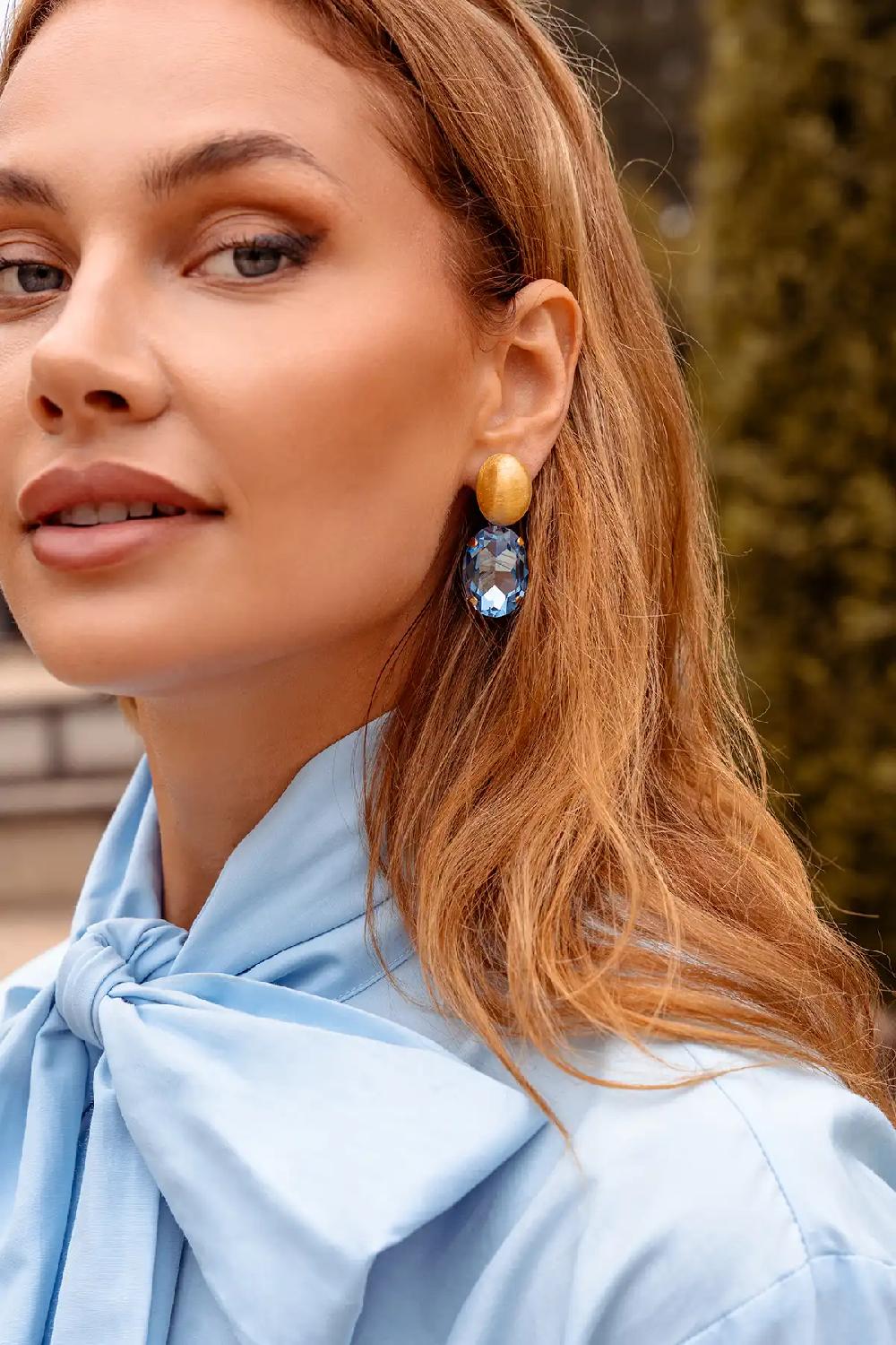 Lott. Gioielli Blauwe Oorbellen Amelie Ovaal XL